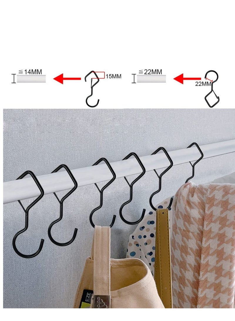 15 Pcs S Hooks for Hanging, 4 Inch Metal S Hooks, Heavy Windproof Hooks with Safety Buckles, Suitable for Hanging Plants, Clothes, Kitchen Utensil, Pots and Pans (Black) - Image 5